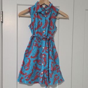 Crewcuts Blue and Pink Sleeveless Sundress with Polo Collar